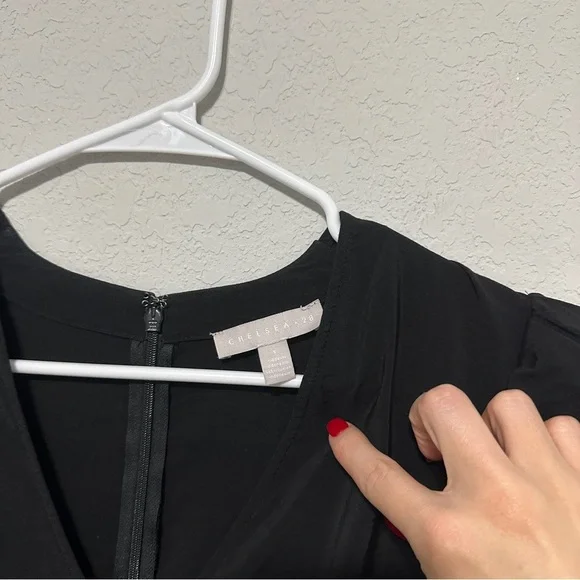 Chlesey28 Pleated Puff Shoulder Long Sleeve Midi Dress Black Womens Size Small - Picture 7 of 14